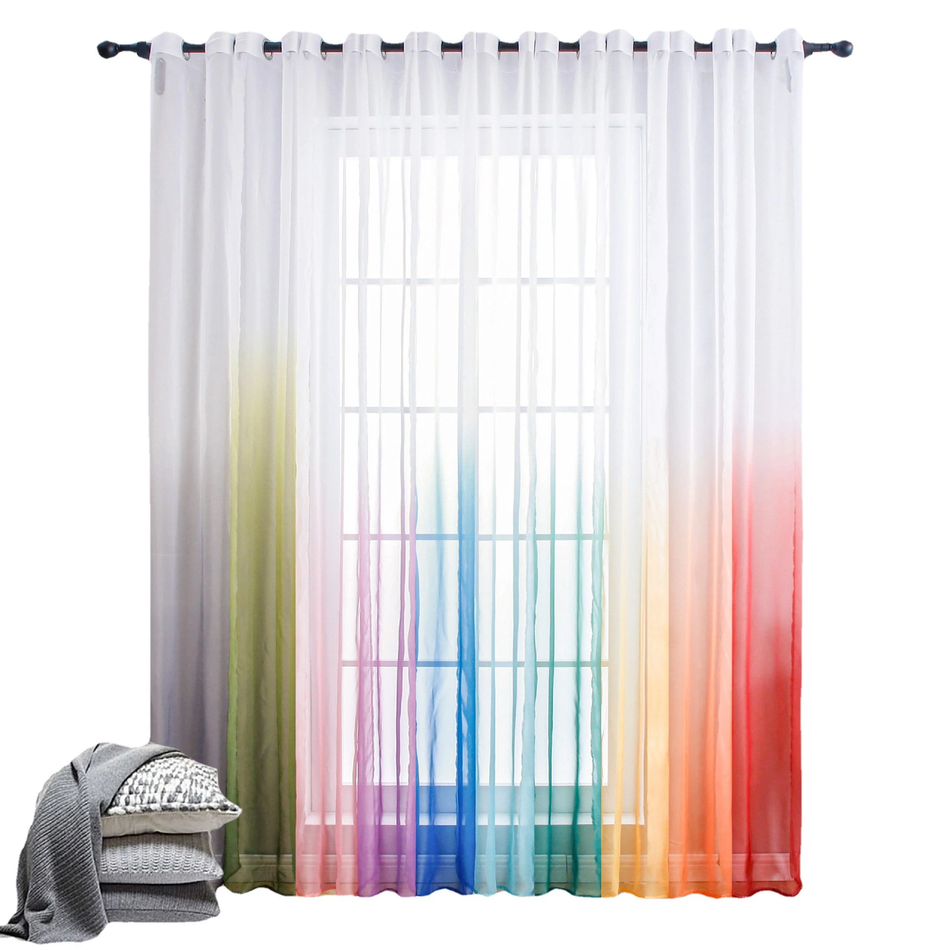 Good Sale Gradient Printing Terylene Yarn Window Screen Sheer Curtain