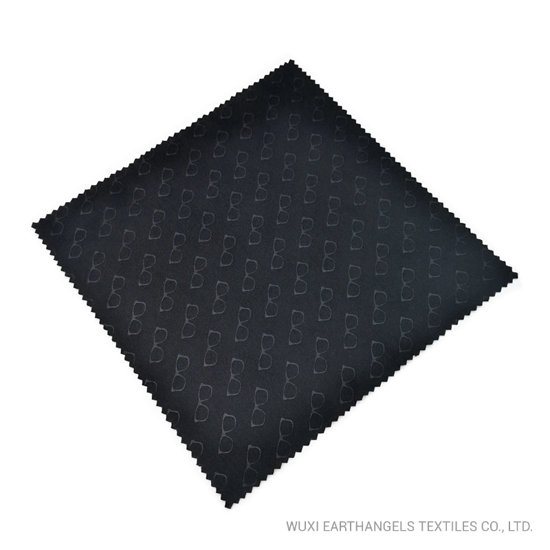 Custom Logo Black Microfiber Embossed Glasses Cleaning Cloth