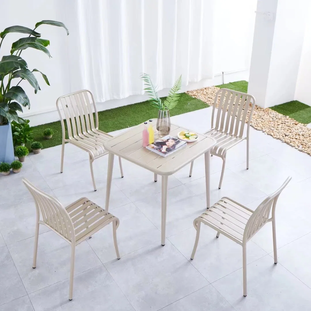 Wooden Garden Chair Indoor Cheap Chair with Anodize Finishing Aluminum Chairs and Table Outdoor Dining Set Cafe Furniture