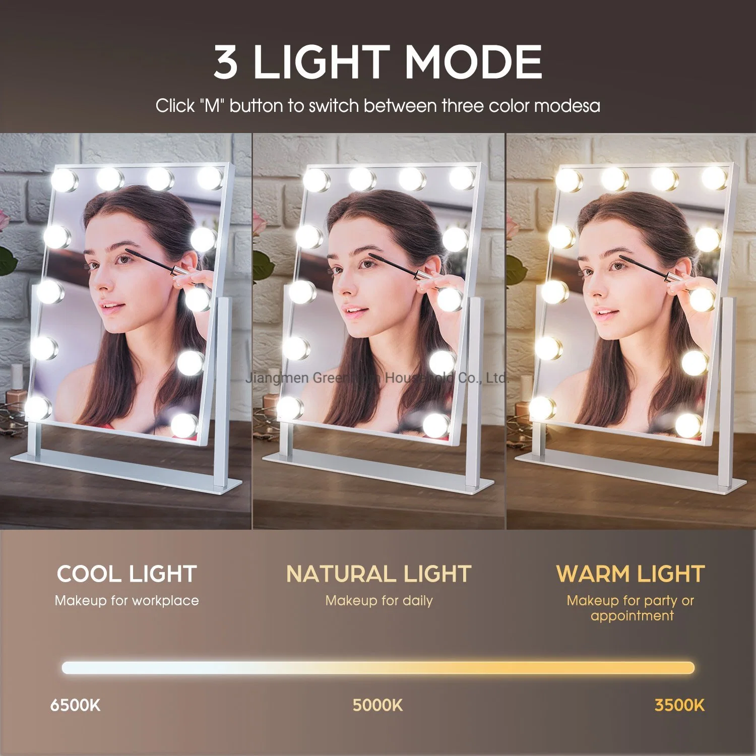 LED Lighted Makeup Table Vanity Mirror with 12 Bulbs