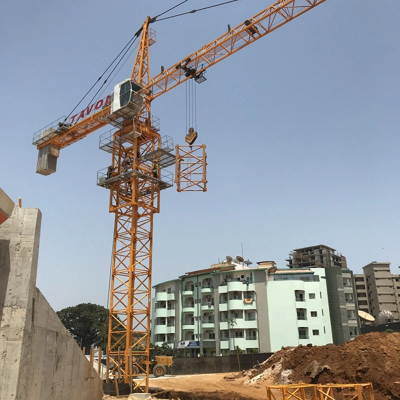 Grue de chantier à tête de marteau auto-érigée de 10 tonnes.