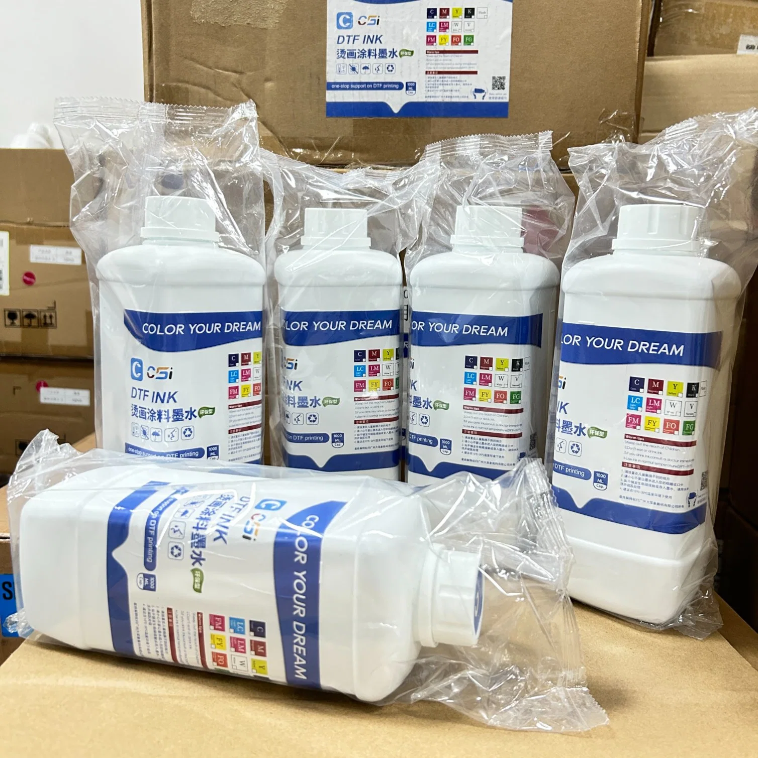 Csi1000ml Pigment Transfer L1800 I3200 Dtf Printer White Dtf Ink