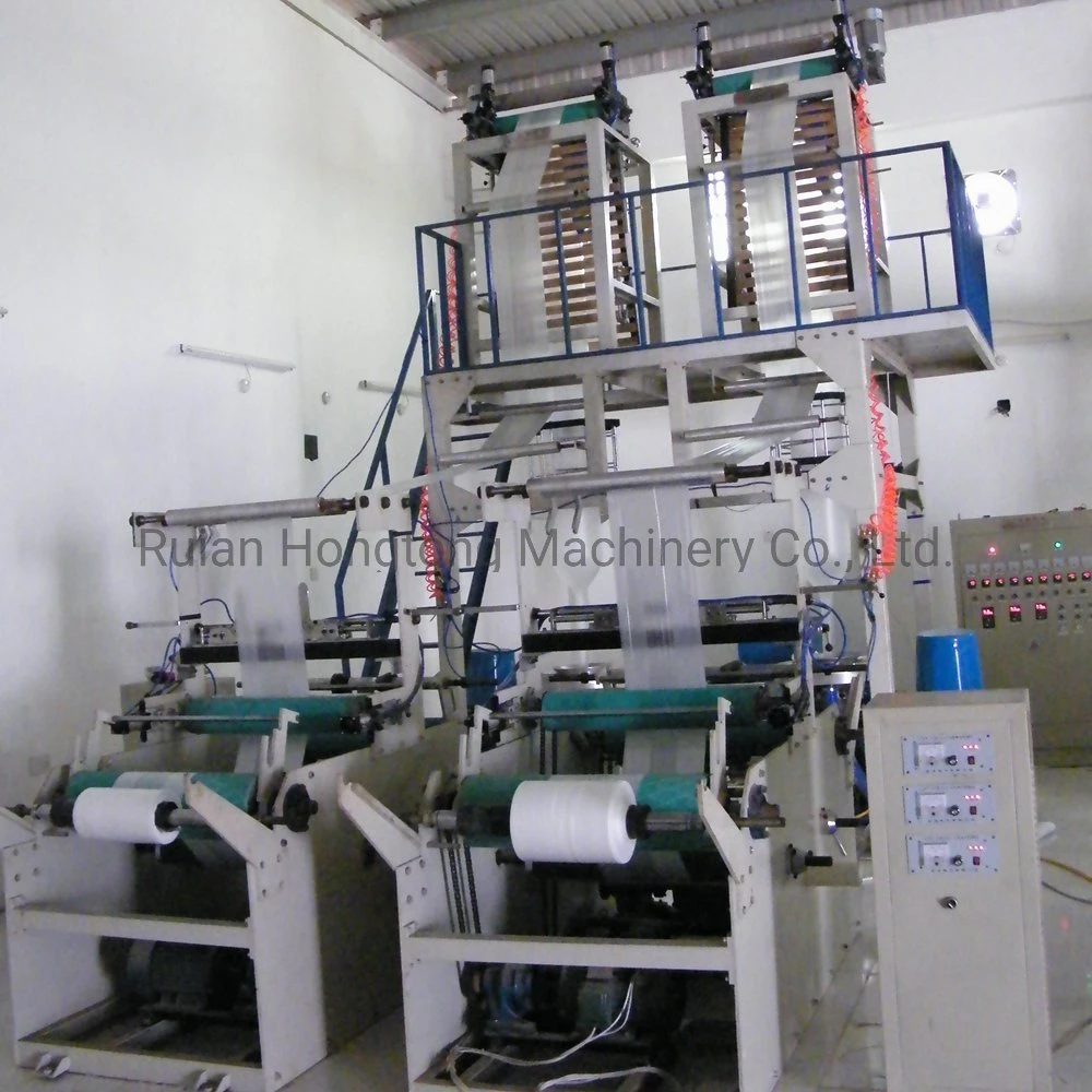 Single 1 Screw Double Twin Dual 2 Die Head HDPE LDPE LLDPE PE Plastic Roll Making Blown Film Blowing Extrusion Machine Unit