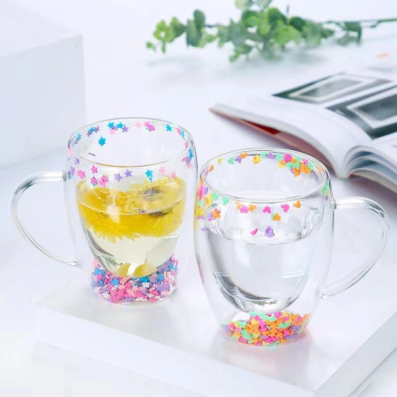 Double Glass Household High Temperature Resistant High Borosilicate Egg-Shaped Christmas Cup Quicksand Milk Coffee Cup