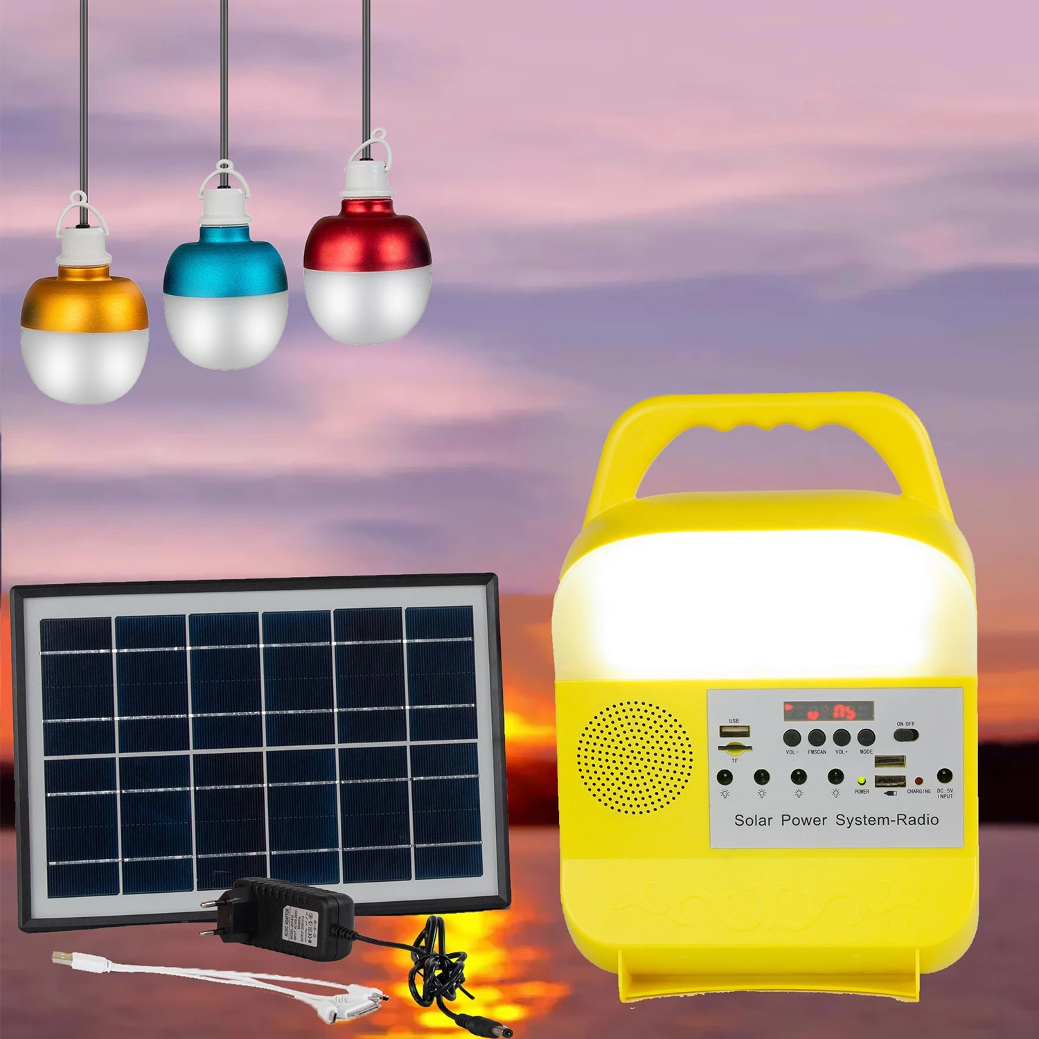 Solar Power Lamp Car with Radio Music Can Be Connected to Bluetooth LED Lights