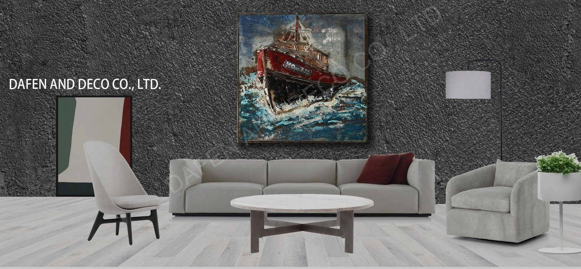 Metal Decoration Oil Painting Wall Art Ocean Sailing Iron Boating 3D Dimension