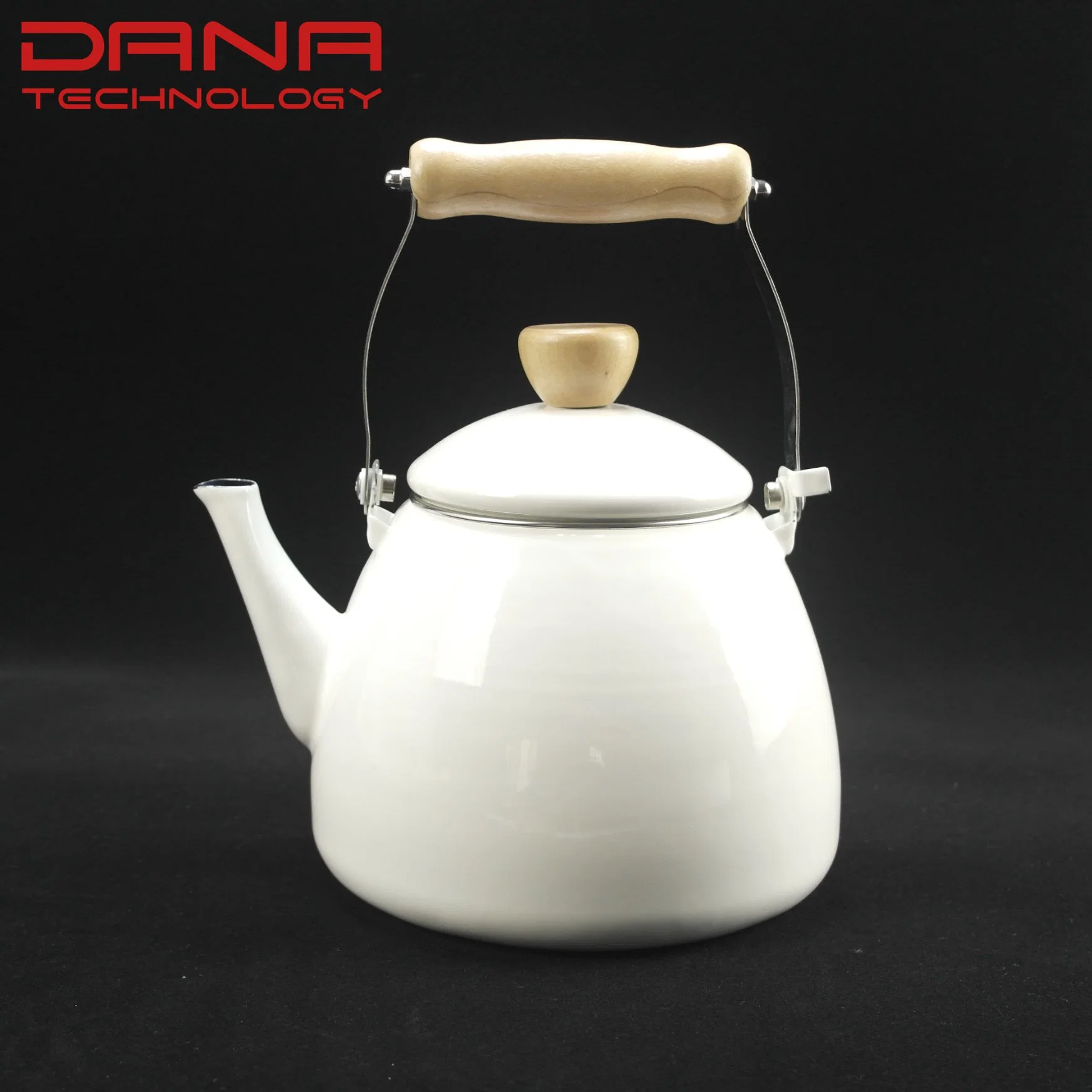 Enamel Porcelain Tea Water Kettles Pear Shaped with Wood Handle