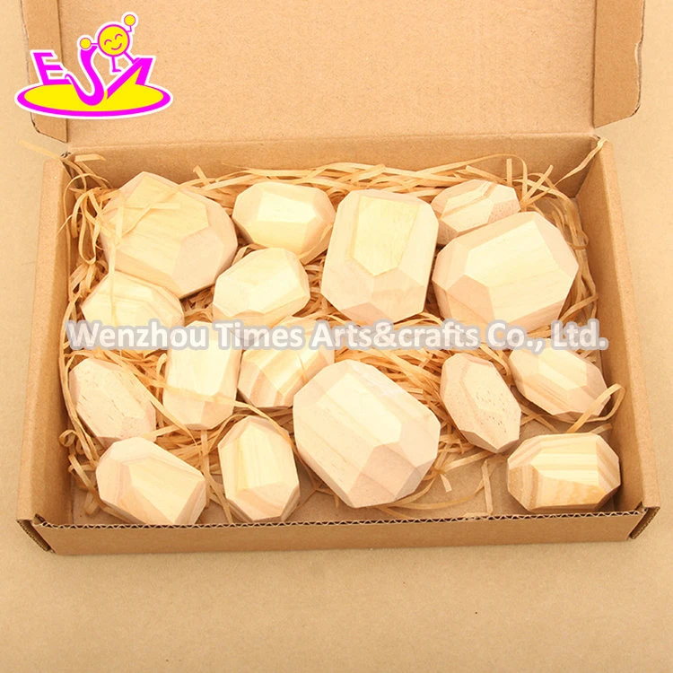 Customize Stone Shape Wooden Infant Stacking Blocks for Children W13D308