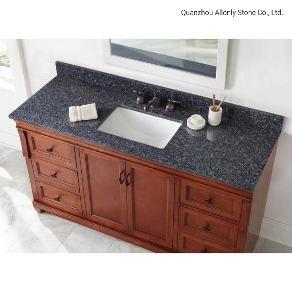 Blue Pearl Granite Double Sink Vanity Top with Cabinet and Sink