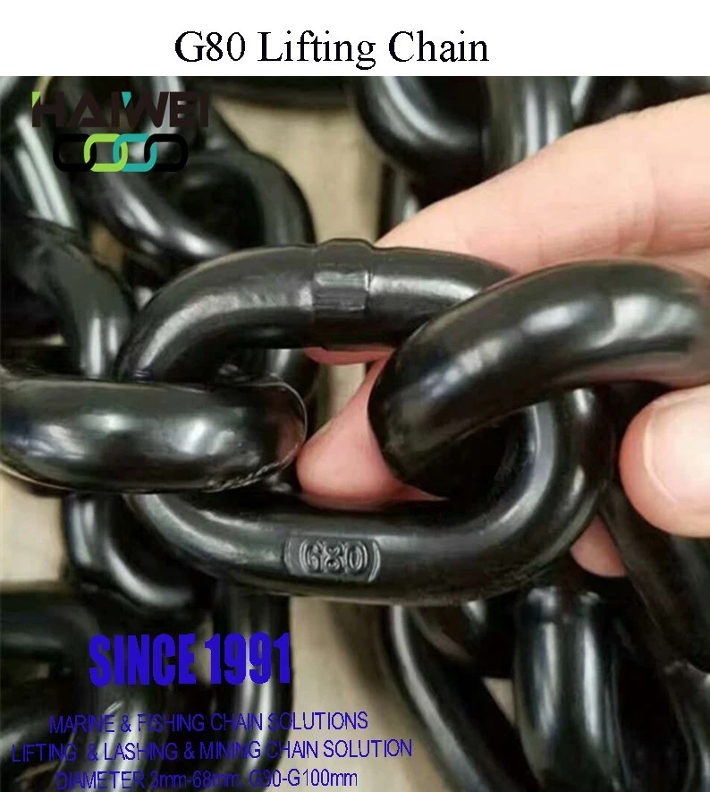 DIN818-2 Standard G30/G43/G80 Q235 20mn2 25mnv Lifting Chain (D5mm-D68mm) 30 Years Chain Factory