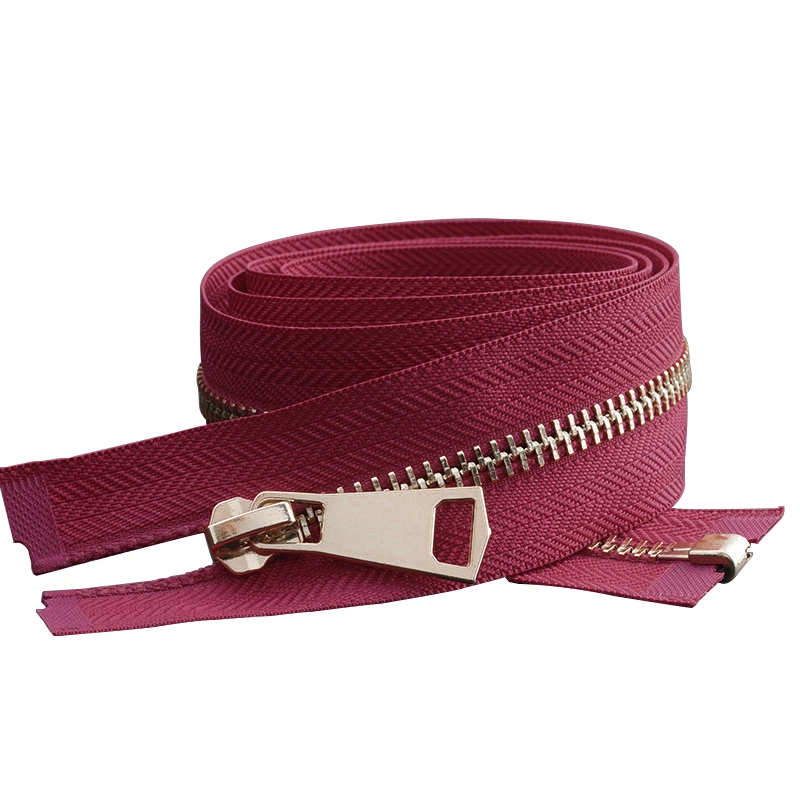 Wine Red Color 5# Colorful Zippers Open-End Auto Lock Gold Metal Zipper