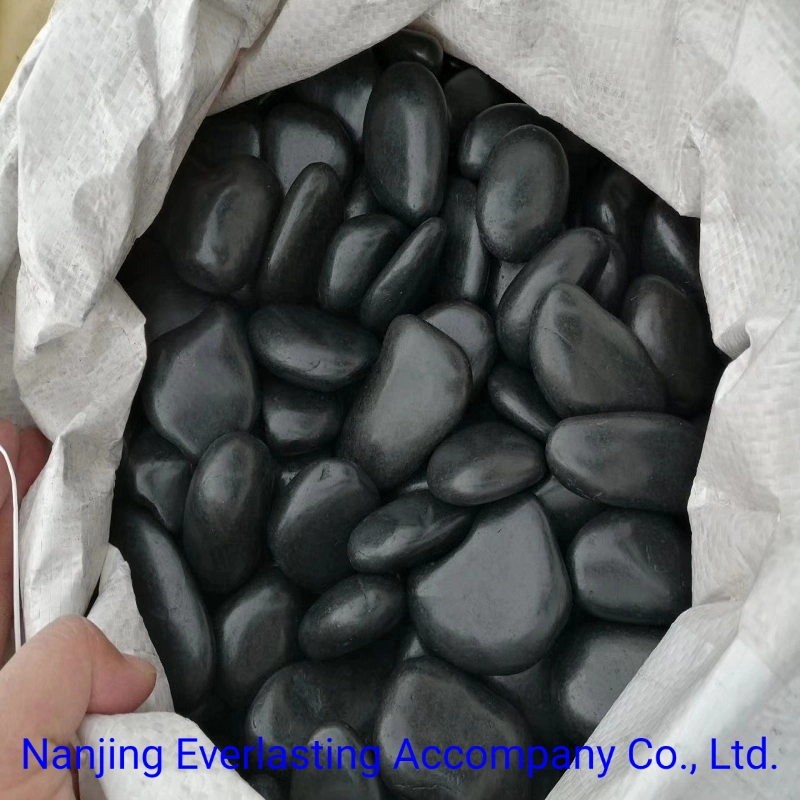 Pure Black Polished Pebble Stone Landscaping River Rock for Garden Decoration