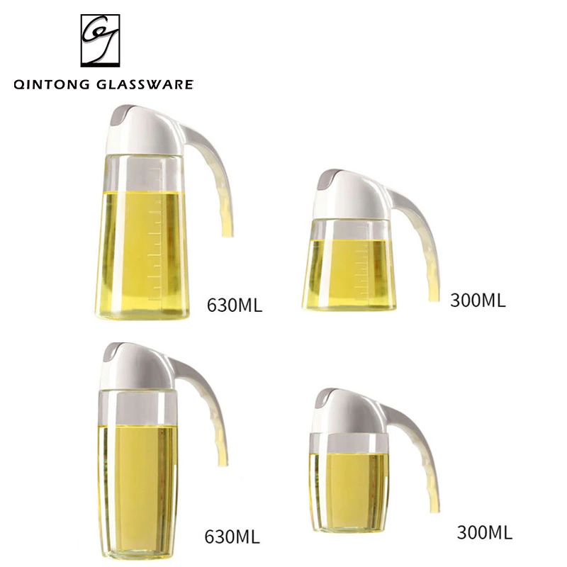 Wholesale/Supplier 300ml 630ml 10oz 21oz Leak Proof Drip Free Olive Oil Vinegar Dispenser Olive Oil Glass Bottle with Automatic Cap