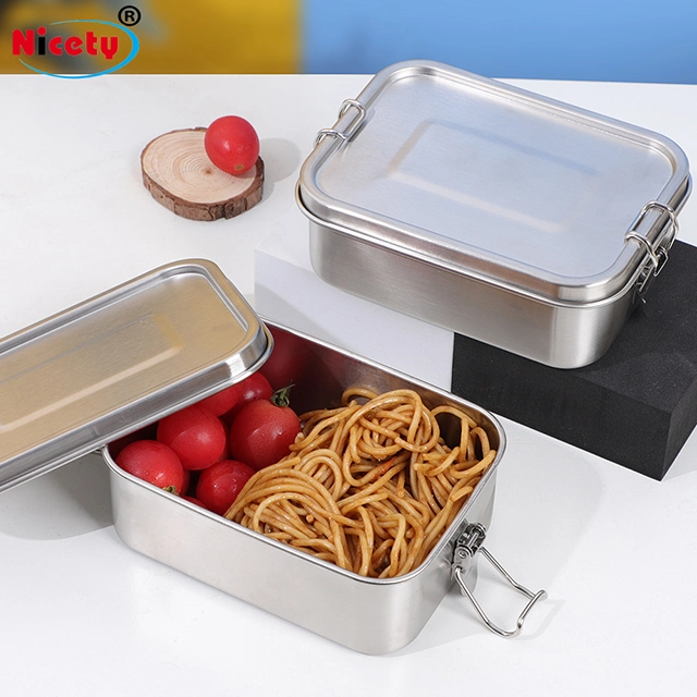 Leakproof 2 Buckles Camping Europe Style Small Capacity LFGB Food Packing Box Biodegradable Container Stainless Steel Lunch Box for Kids