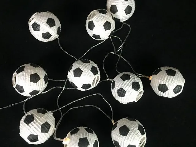 World Cup Decor Steady on Christmas Fairy USB Powered LED Football Ball Paper String Light for Bar Patio KTV