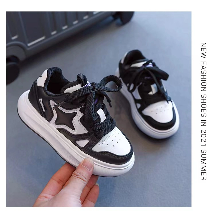 Factory Wholesale/Supplier Genuine Leather Walking Style Kid's Sneakers Flat Casual Shoes for Children