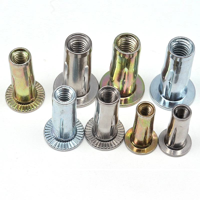 Stainless Steel Galvanized Zinc Steel Pre Bulbed Threaded Inserts Slotted Body Inserts Cross Nut Plusnut Lantern Rivet Nuthot Sale Products