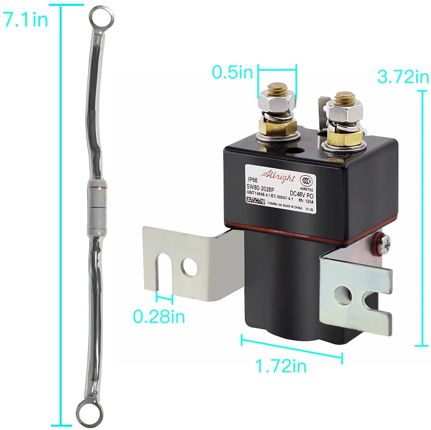 Golf Cart Solenoid 48V 4 Terminal Solenoid Coil, Albright Solenoid 48 Volt,