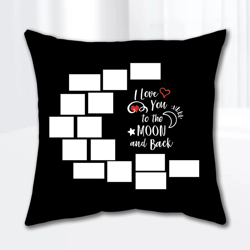 16 X 16 Inches Panel Pillow Case Cover Short Plush 9 Photo Panel 4 Photo Panel Heart Photo Panel Black and White Sublimation Panel Cushion Cover