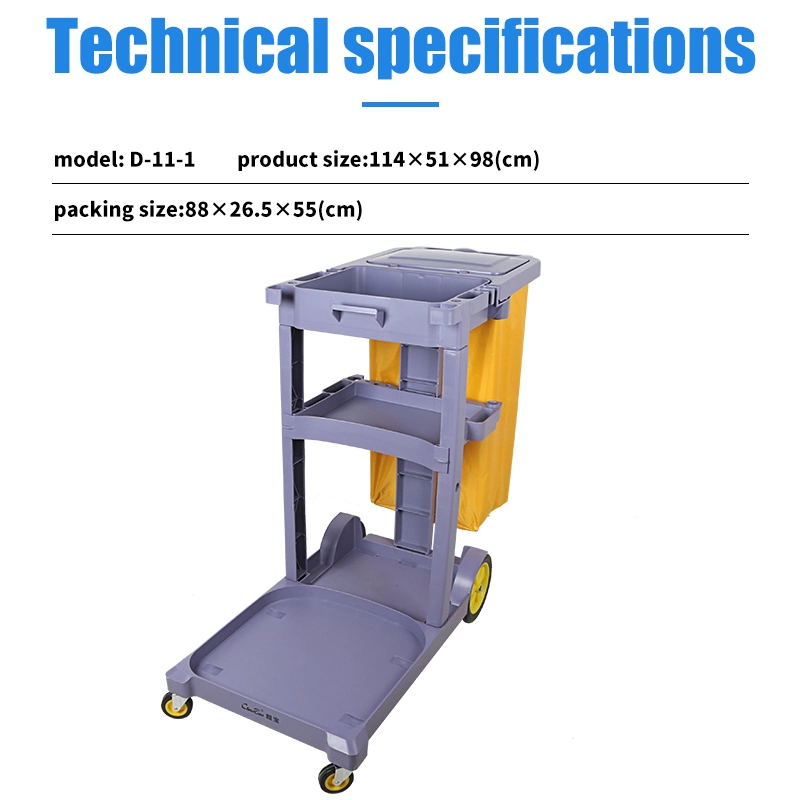 Multipurpose Restaurant Hotel Cleaning Trolley Cart Service Cart Tool Cart Cleaning Equipment