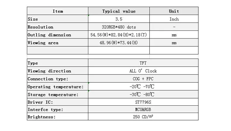 3.5 Inch Screen IPS Display 320*480 Small Screen LCD Module