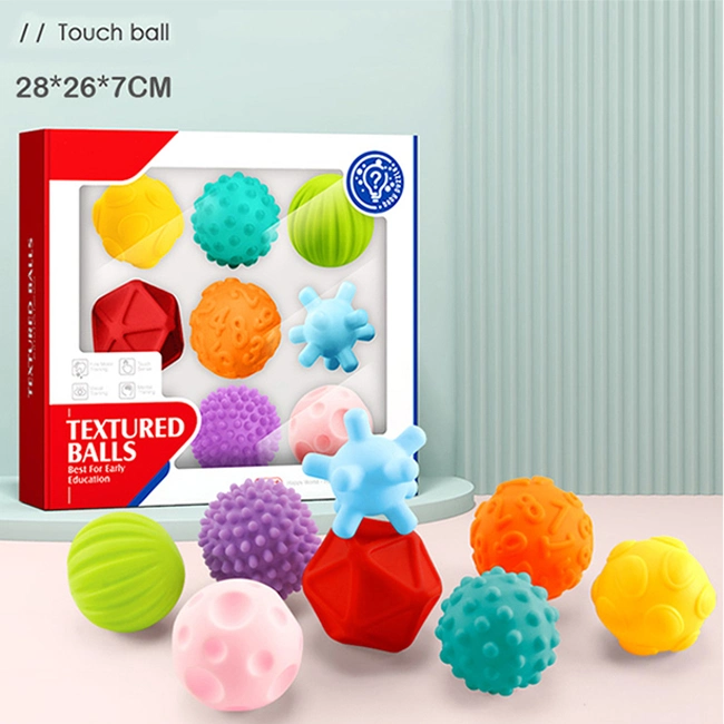 Baby Soft Rubber Pinch Ball Toy Set Early Educational Training Soft Teether Infant Balls Cute Kids Silicon Baby Toddler Toys