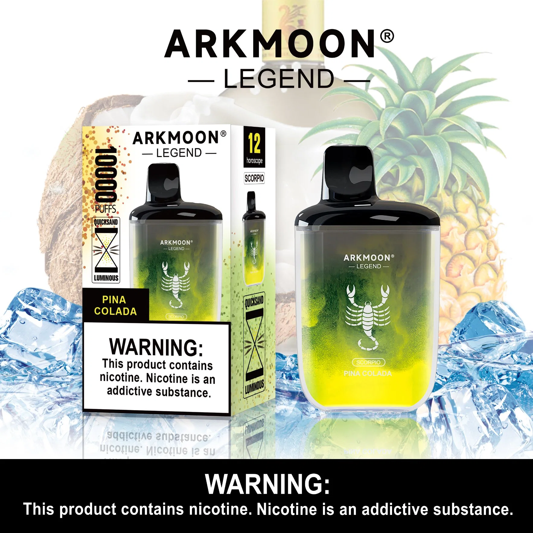 18 ml Arkmoon 10000 Puffs fumeurs Vapes lumineux E cigarette avec Bobine de maillage