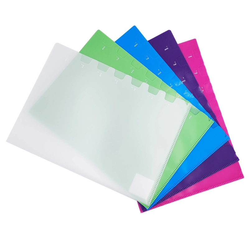 Factory Custom Print Classification A4 Plastic PP Classification Bag Office Supplies Clear L Shape File Folder A4 L Shape File Folder