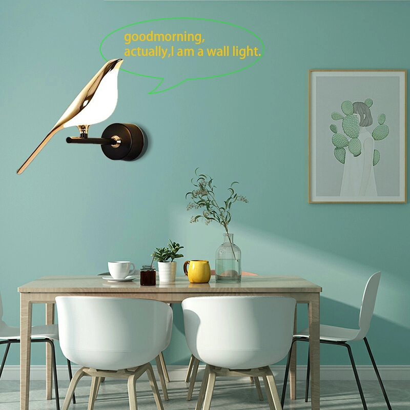 Modern Animal Bird Lamp Gold Metal Shade for Dinner Room Wall Light