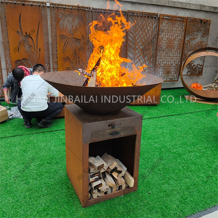 Corten Charbroiler Firpit BBQ with Stainless Steel Grill