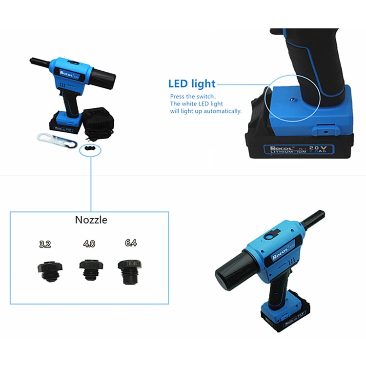 RL-860 pistolet à écrou de rivet électrique escamotable de store de batterie