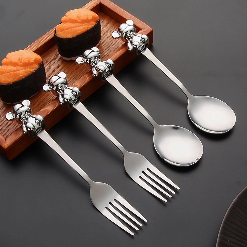 Stainless Steel Cartoon Bear Spoon Fork Coffee Stirring Spoons Cutlery