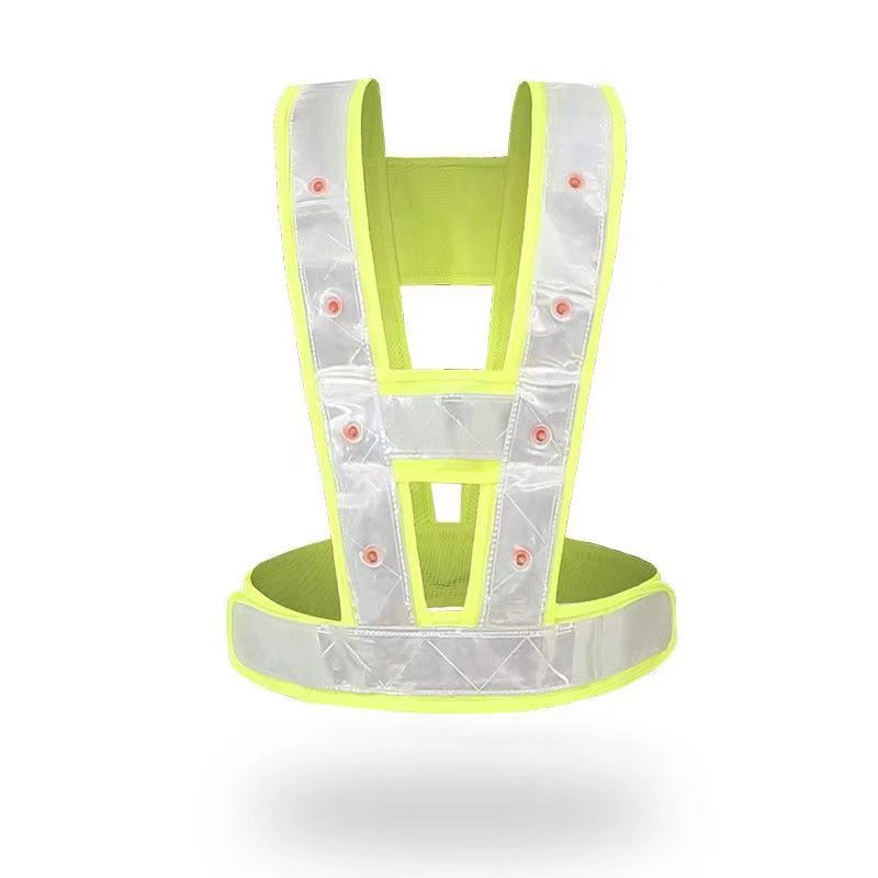 Green Safety LED Reflective USB Rechargeable Harness Vest Body Strap Belt for Outdoor Running Jogging Cycling Sport