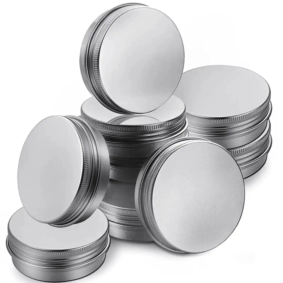 Round Screw Cap Aluminum Jar 10ml 50ml 60ml 100ml 120ml 150ml 200ml 2/4oz Metal Tin Can Soap Lip Balm Cosmetic Candle Containers