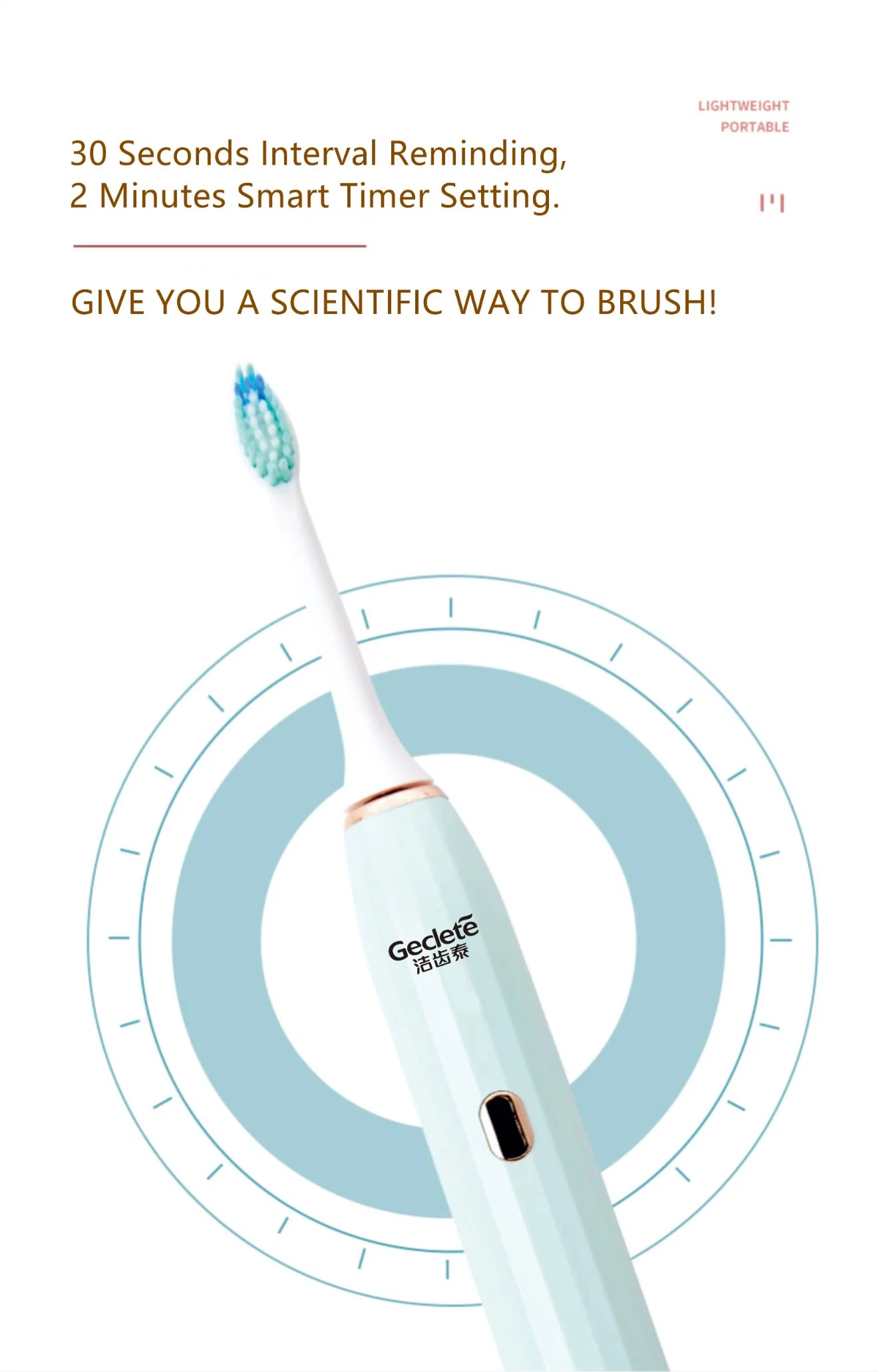 Intelligent Electric Toothbrush Powerful Sonic Cleaning USB Rechargeable
