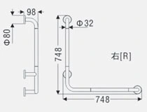 Stainless Steel with Nylon L Shape Disabled Non-Slip Grab Bar Handrail