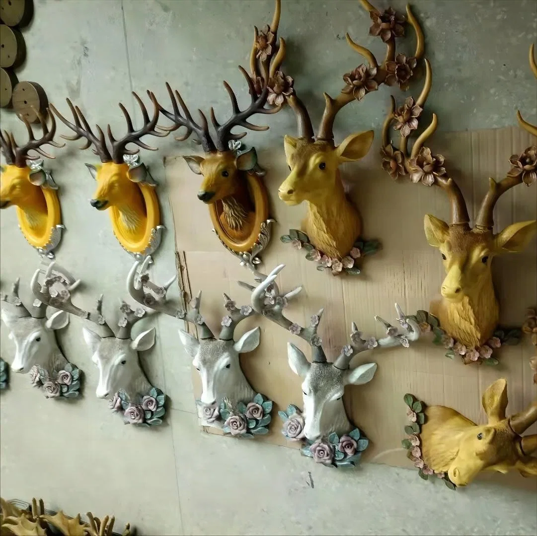 OEM Factory Customized Animal Head Decoration Resin Animal Head Deer Craft Plastic Deer Wall Decoration Crafts Polyresin Animal Figurine Manufacturer in China