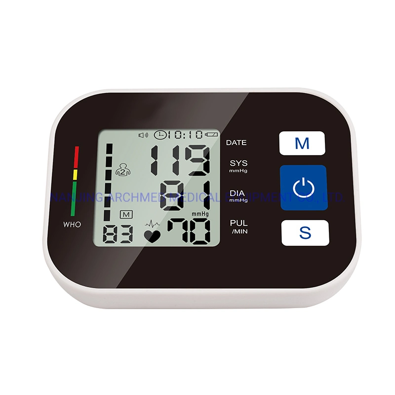 Medizinische Geräte CE Home Care Tragbare automatische Oberarm elektronisch Blutdruckmessgerät mit LCD-Display und Voice Broadcast