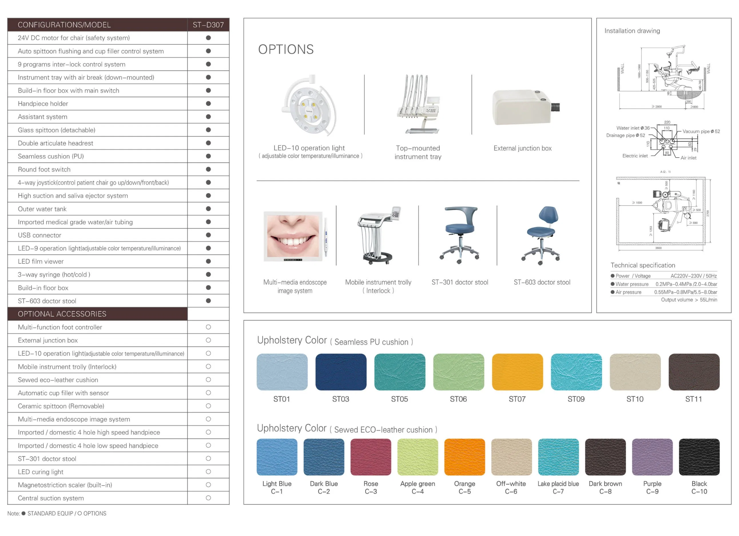 Unidade de design Dental útil Suntem Hot Sale com Couro Eco macio Almofada