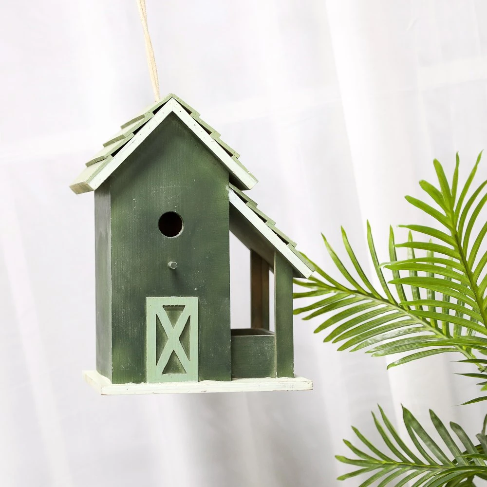 Solid Wood Birdhouse Decorative Wooden Bird Feeder Outdoor House Birdhouse