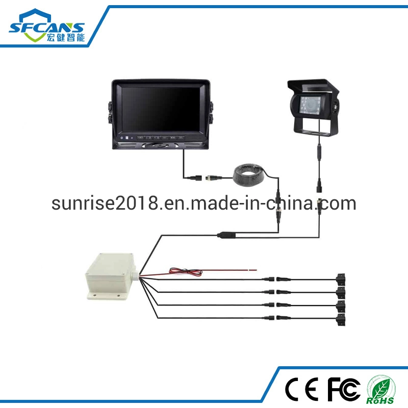 24V caminhão com fios do sensor de auxílio ao estacionamento com 7 polegadas e 4 PCS Inverter os sensores digitais