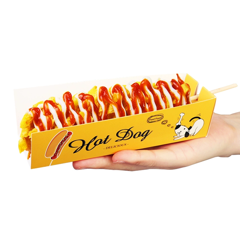 Disposable Restaurant Picnic Party Food Packaging Sausage Hot Dog Paper Boxes for Takeaway Container