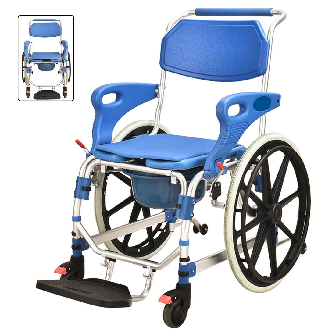 Bariatric Wheeled Commode Shower Chair Wheelchair for Toilet Use