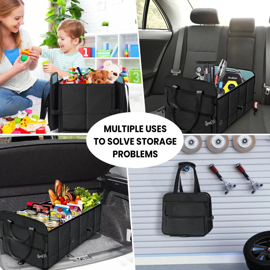 Grand espace Trunk Organisateur portable voiture Sac de rangement pour véhicule SUV Camion épicerie automatique