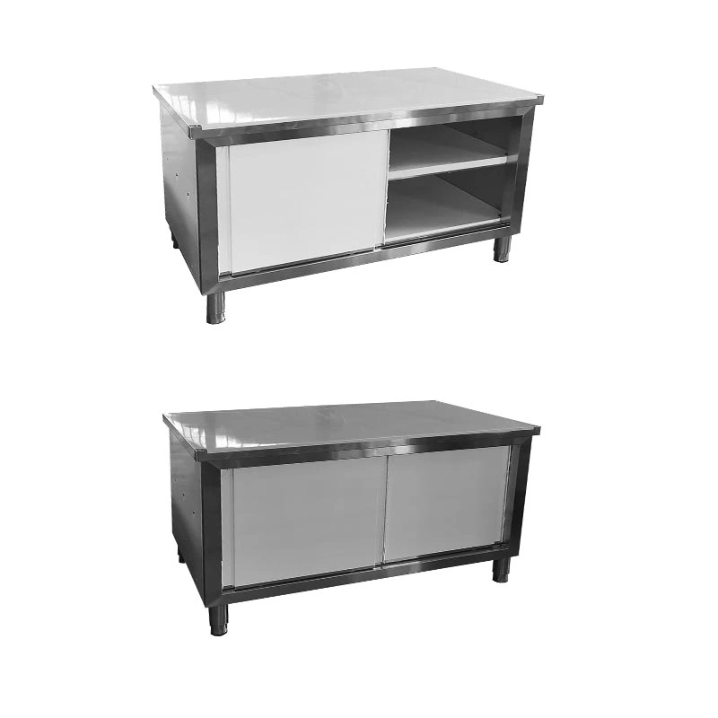 Commercial Catering Equipment Stainless Steel Kitchen Food Grade Storage Containers with Backsplash Board and Sliding Doors