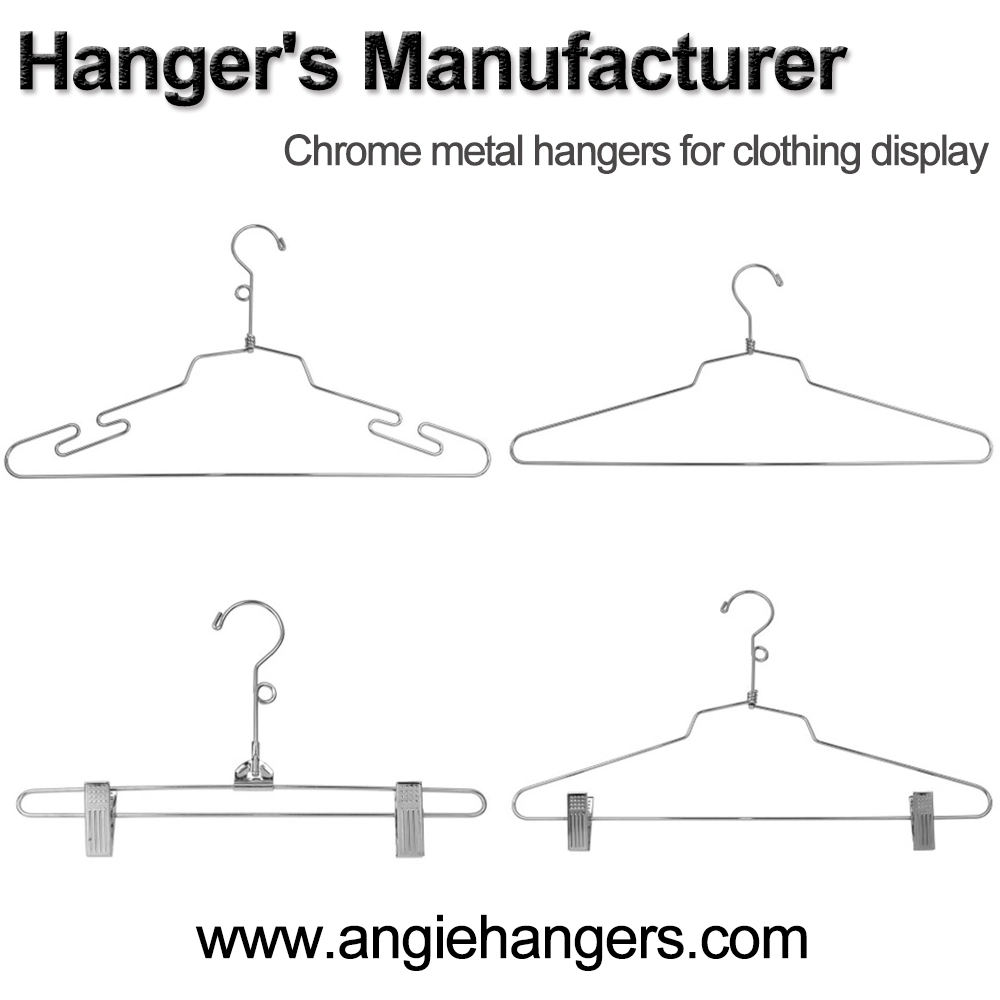 High-Quality Metal Wire Clothes Hangers with Clips of Chrome Finish in Silver/Golden/Rose Gold Color for Shirt/Coat/Suit and Other Garment Display