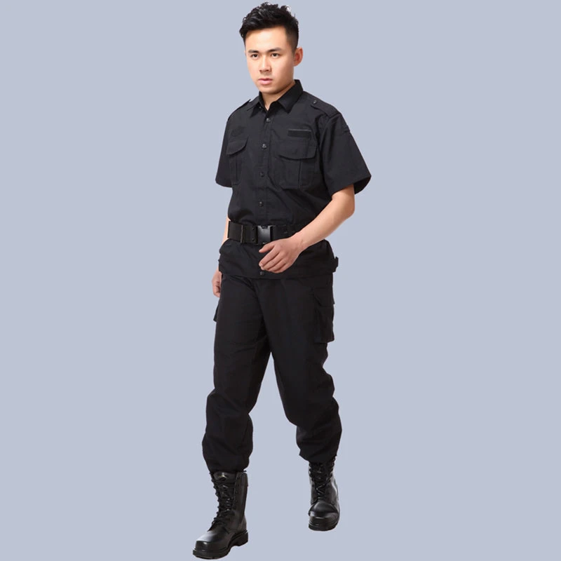 Custom Made Polyester & Cotton Black Guard Security Uniform