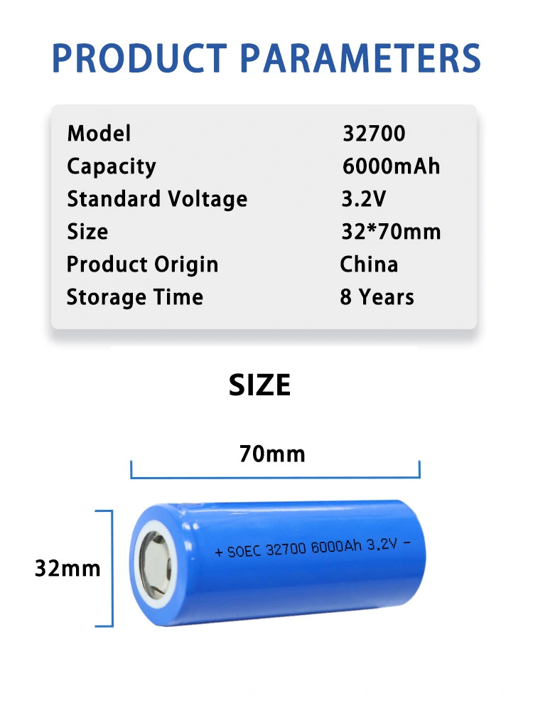 Voltai Rechargeable 32700 LiFePO4 Battery Cell 3.2V 6000mAh Lithium Battery for Power Storage