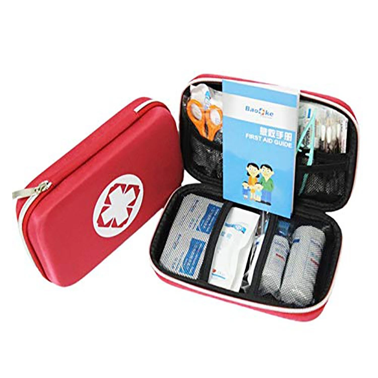 Kundenspezifischer roter Arbeitsweg, der hartes Deckel-Shell-Ausrüstung-Kasten-Geräten-Hilfsmittel EVA-medizinischen Kasten mit Ineinander greifen-Tasche trägt