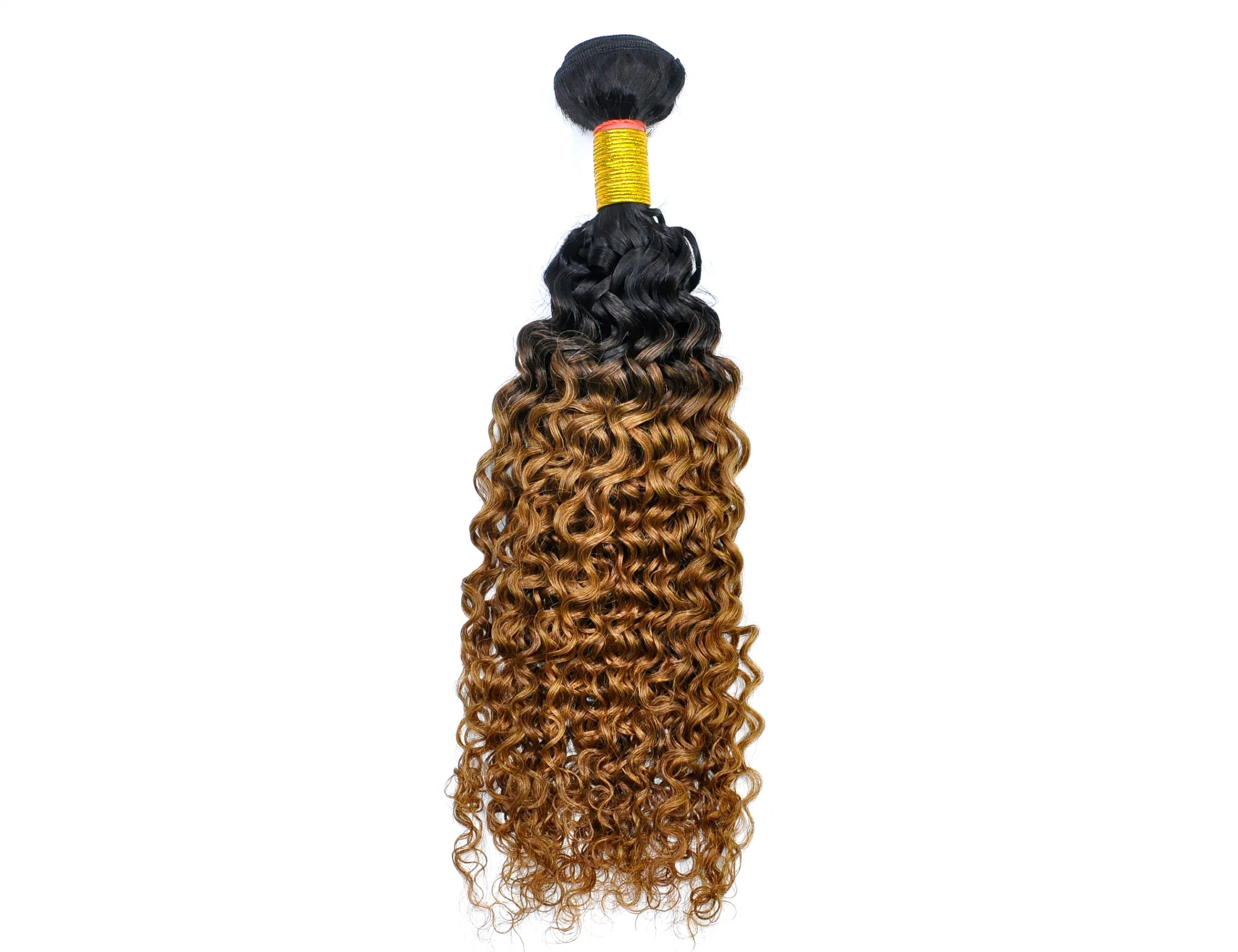 Brazilian Ombre Remy Human Hair Weft at Wholesale/Supplier Price with SGS Approved (Curly #1b/30)